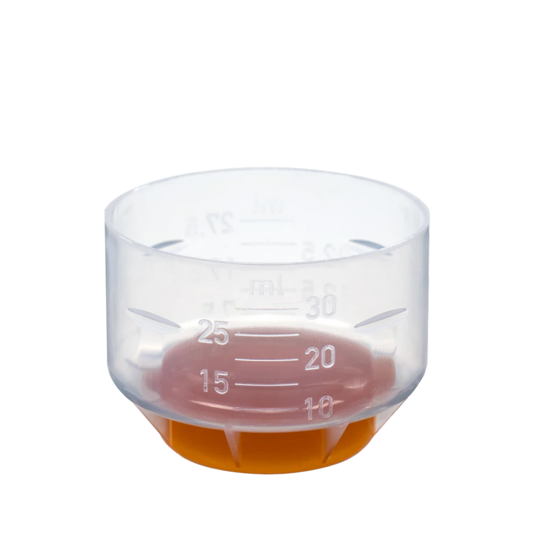 Dosierbecher mit Fenchelhonig Sirup von Salus, 30 ml Skala