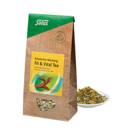 Salus Fit & Vital Kräutertee – 75 g Bio-Kräuterteemischung mit loser Teemischung im Schälchen