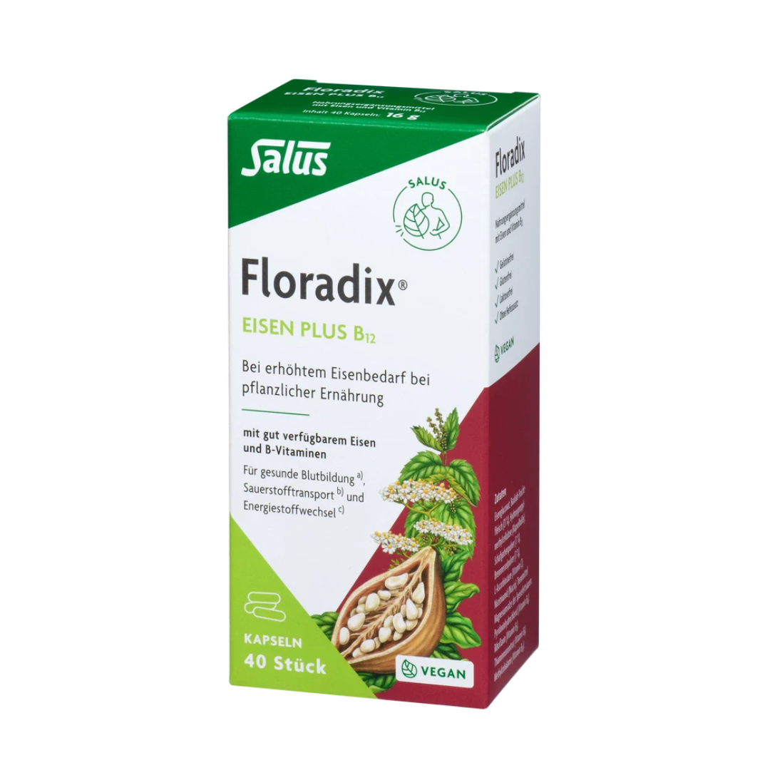 Salus Floradix Eisen plus B12 – 40 vegane Kapseln in Umverpackung
