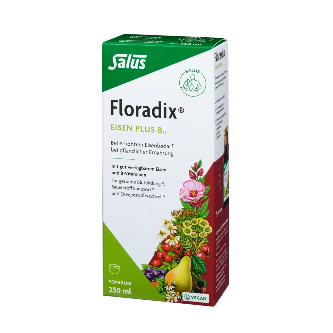 Salus Floradix Eisen plus B12 – 250 ml Tonikum in Umverpackung, vegan