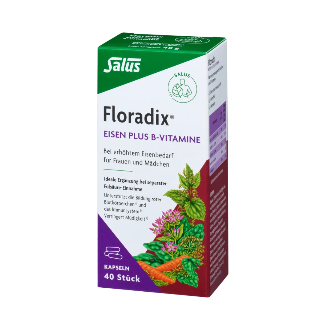 Salus Floradix Eisen plus B-Vitamine – 40 Kapseln für erhöhten Eisenbedarf