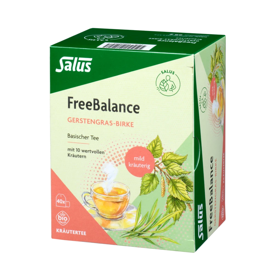 Salus Free Balance Gerstengras-Birke Bio Kräutertee – 40 Filterbeutel, basischer Tee mit 10 wertvollen Kräutern