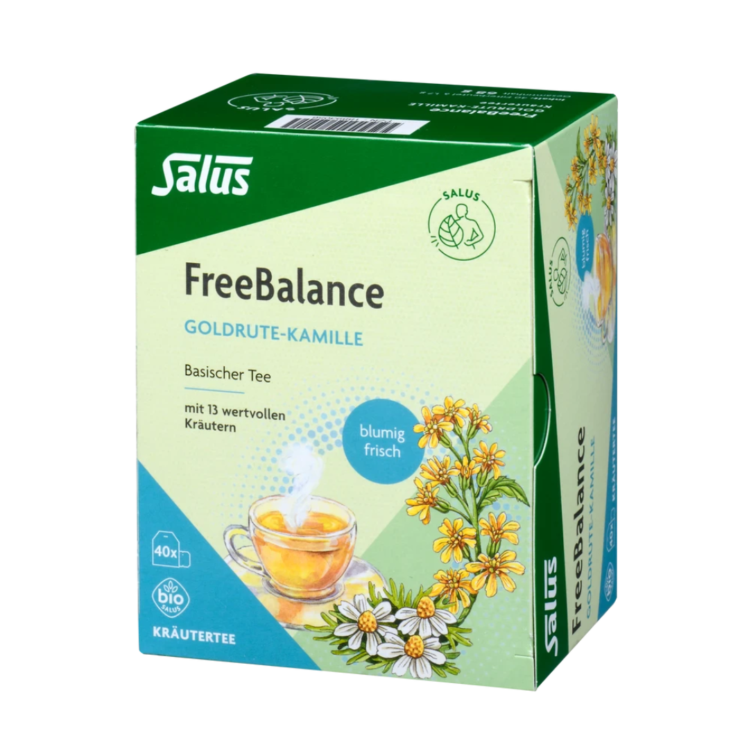 Salus Free Balance Goldrute-Kamille Bio Kräutertee – 40 Filterbeutel, basischer Tee mit 13 wertvollen Kräutern