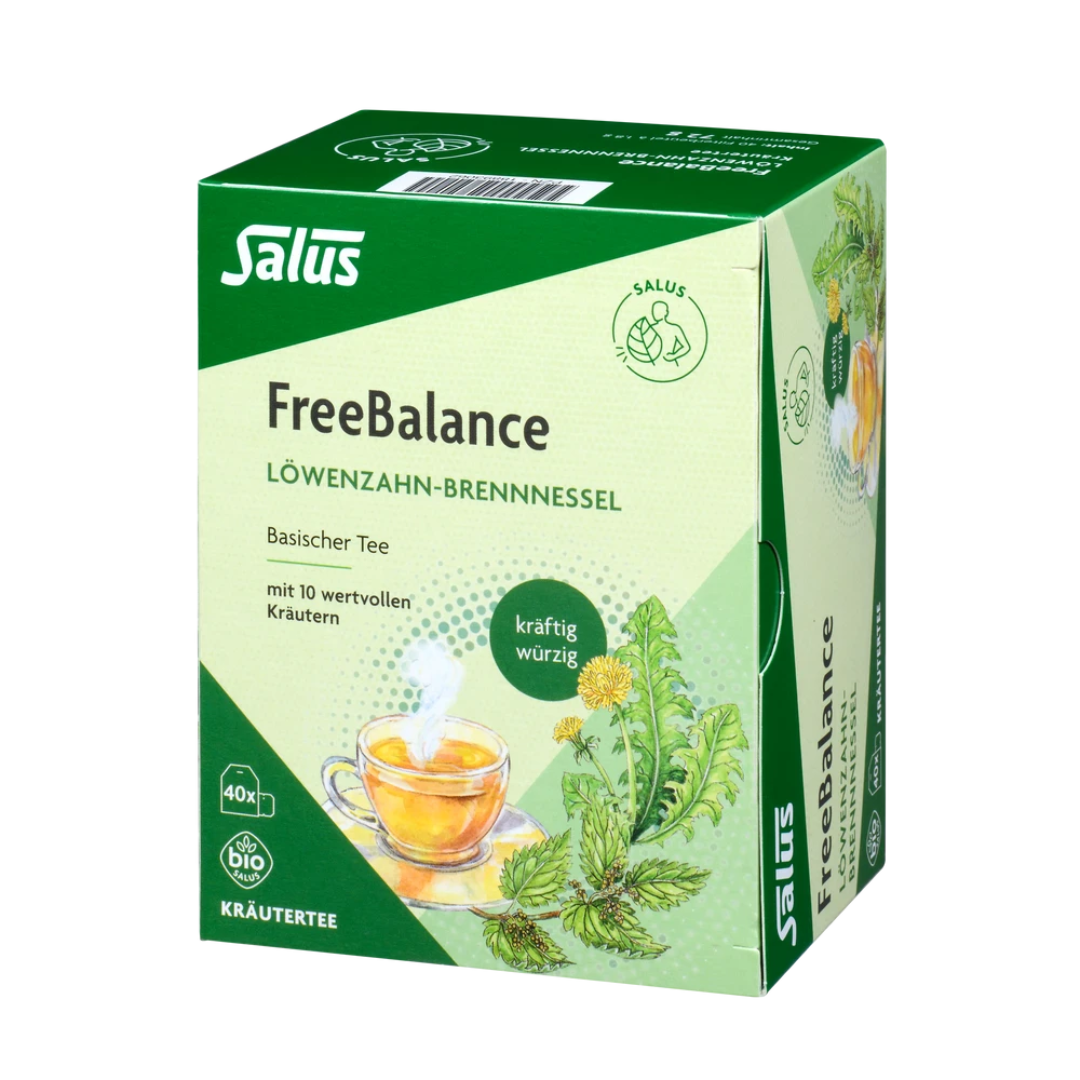Salus Free Balance Löwenzahn-Brennnessel Bio Kräutertee – 40 Filterbeutel, basischer Tee mit 10 wertvollen Kräutern