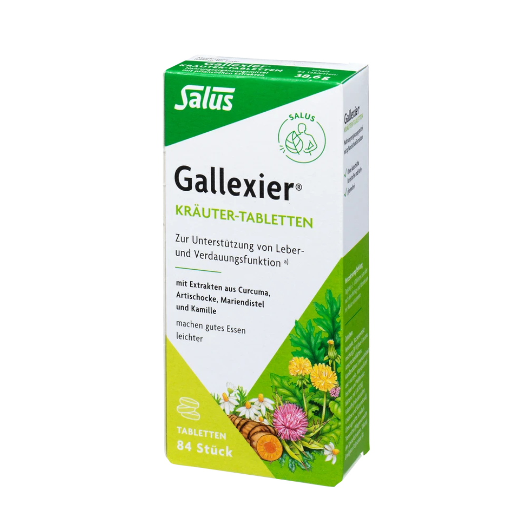 Salus Gallexier Kräuter-Tabletten 84 Stück – pflanzliche Tabletten mit Curcuma, Artischocke, Mariendistel und Kamille