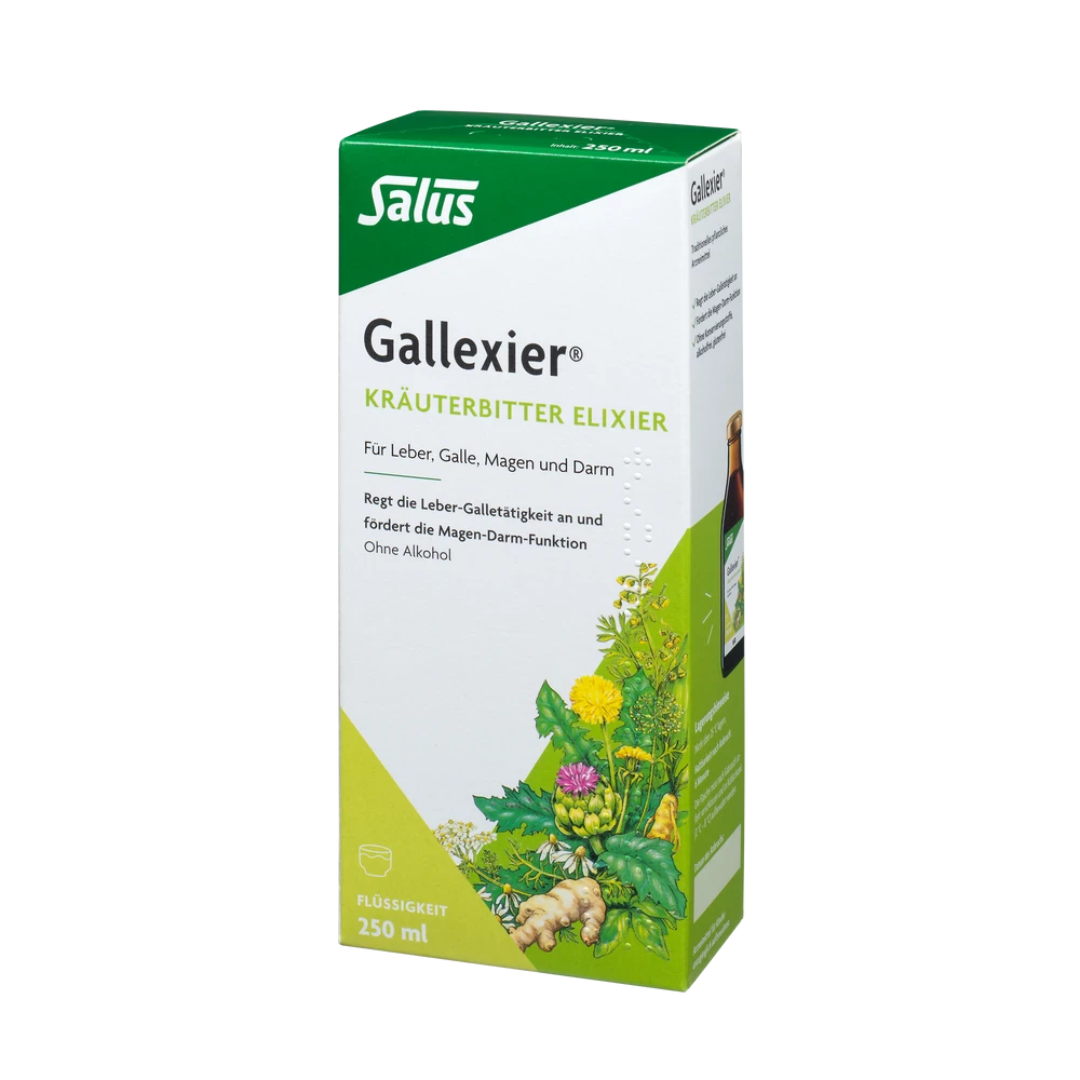 Salus Gallexier Kräuterbitter Elixier 250 ml – alkoholfreies Kräuterelixier in Faltschachtel