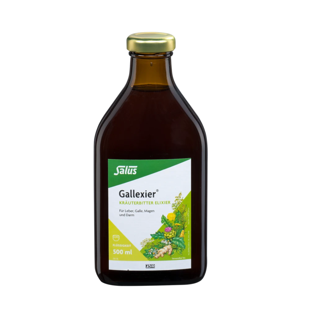 Salus Gallexier Kräuterbitter Elixier 500 ml – alkoholfreies Kräuterelixier in Braunglasflasche