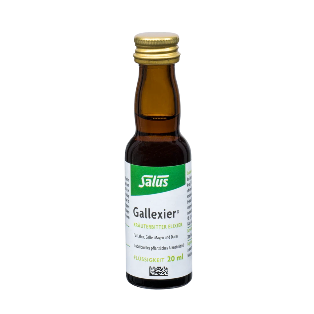 Salus Gallexier Kräuterbitter Elixier 20 ml – alkoholfreies Kräuterelixier für Leber, Galle, Magen und Darm