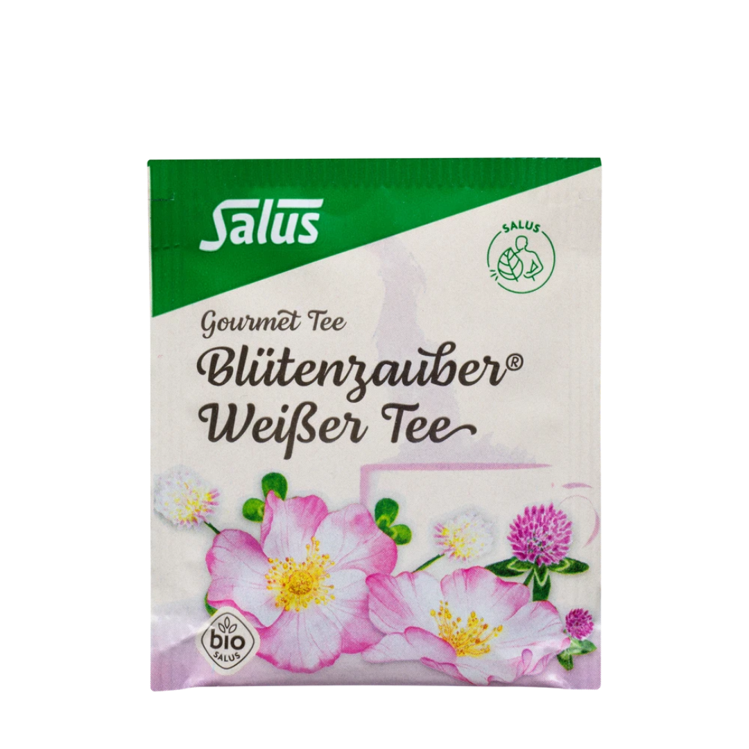 Salus Gourmet Tee Blütenzauber Weißer Tee – Bio-Teebeutel im farbigen Einzelumverpackung