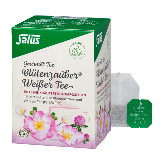 Salus Gourmet Tee Blütenzauber Weißer Tee – Packung Bio-Teekomposition mit Weißtee und Blüten, inkl. Teebeutel