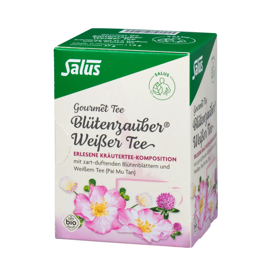 Salus Gourmet Tee Blütenzauber Weißer Tee – erlesene Bio-Teekomposition mit Weißtee und Blüten in Faltschachtel