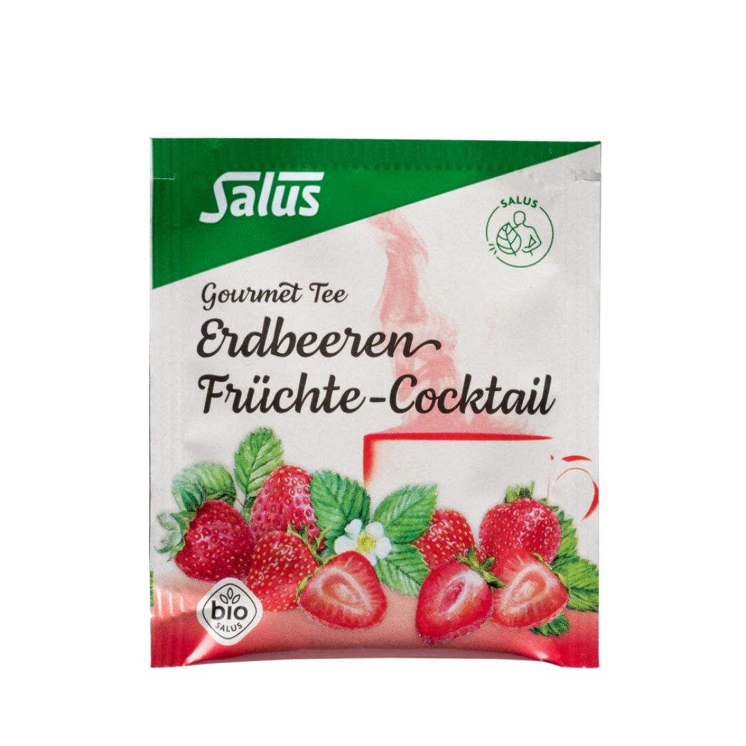 Salus Gourmet Tee Erdbeeren Früchte-Cocktail – Bio Früchtetee mit Erdbeeren und Beerenauswahl im Umbeutel