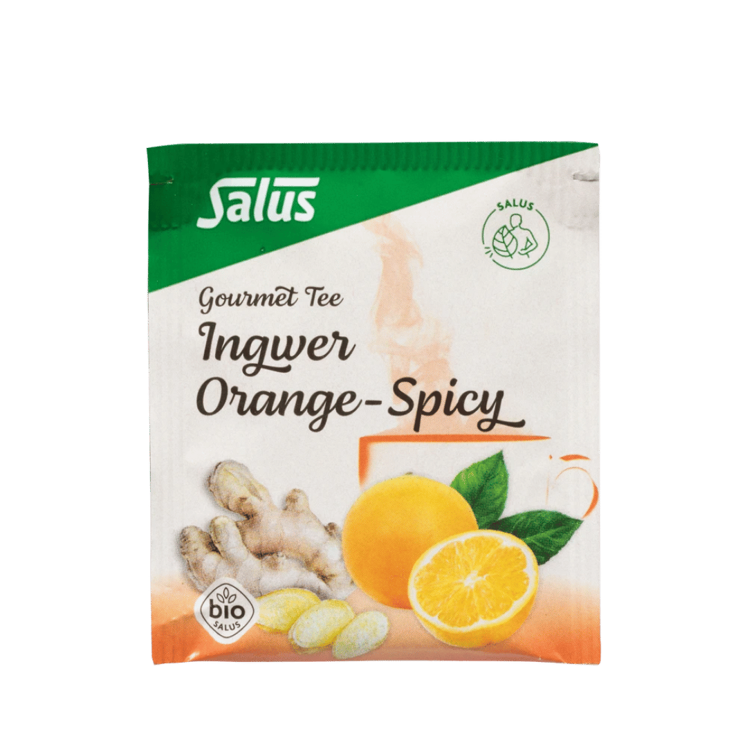 Salus Gourmet Tee Ingwer Orange-Spicy – Bio Gewürz-Kräutertee mit Ingwer und Orangenstücken im Umbeutel