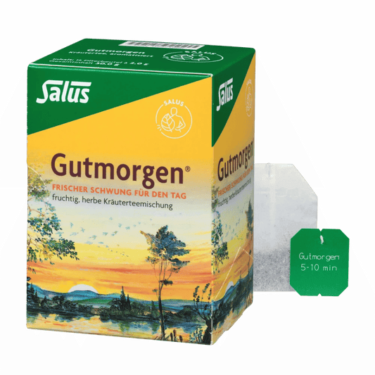 Salus Gutmorgen Kräutertee Bio – Packung mit 15 Filterbeuteln und einzelnem Teebeutel, fruchtig-herbe Mischung für den Morgen