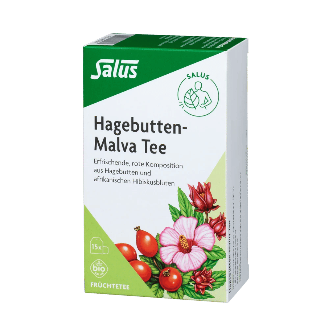 Salus Hagebutten-Malva Tee Bio – 15 Filterbeutel, erfrischende rote Komposition mit Hagebutten und Hibiskusblüten