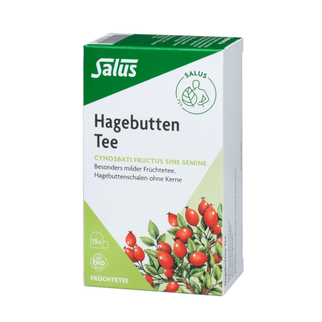 Salus Hagebutten Tee Bio – 15 Filterbeutel, besonders milder Früchtetee aus Hagebuttenschalen ohne Kerne