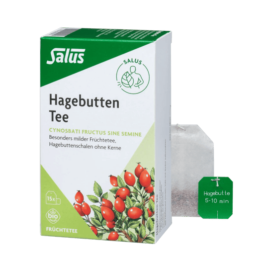 Salus Hagebutten Tee Bio – Packung mit 15 Filterbeuteln und einzelnem Teebeutel, milder Früchtetee aus Hagebutten