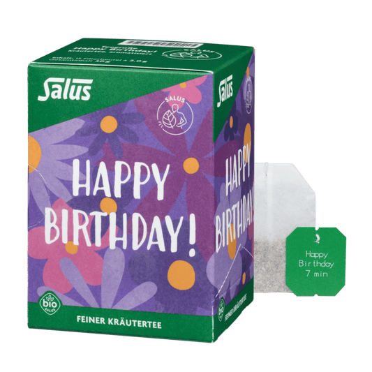 Salus Happy Birthday Bio Kräutertee – Geschenkbox mit 15 Filterbeuteln, feiner Bio-Kräutertee für Geburtstage