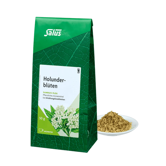 Salus Holunderblüten Arzneitee – 50 g lose Holunderblüten im Beutel, pflanzliches Mittel bei Erkältungskrankheiten