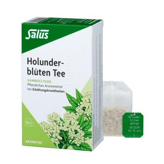 Salus Holunderblüten Tee – 15 Filterbeutel im Karton, pflanzlicher Arzneitee bei Erkältungskrankheiten