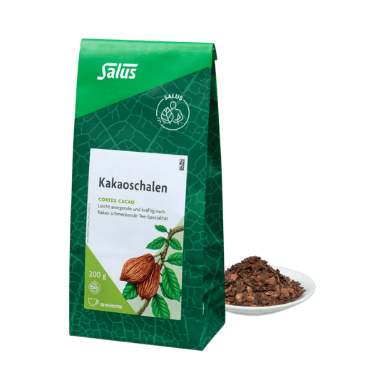 Salus Kakaoschalen Tee – lose Bio-Kakaoschalen 200 g, aromatischer Gewürztee im Beutel für Aufgüsse