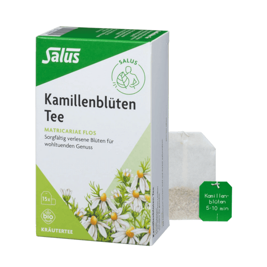 Salus Kamillenblüten Tee – Bio-Kräutertee mit 15 Filterbeuteln, wohltuender Kamillentee im Umkarton