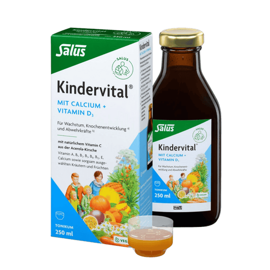 Salus Kindervital Komplettset - 250ml Vitamin-Tonic-Flasche mit Verpackung und Messbecher für die richtige Dosierung bei Kindern