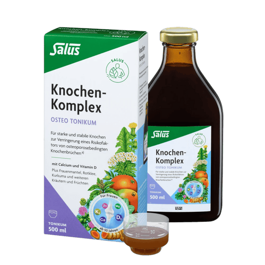 Salus Knochen-Komplex Komplettset - 500ml Tonikum-Flasche mit Verpackung und Messbecher für optimale Knochengesundheit
