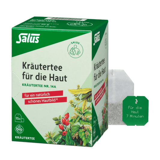 Salus Kräutertee für die Haut Komplettset - Bio-Teebox mit Teebeutel und Zubereitungshinweis, 7 Minuten ziehen lassen