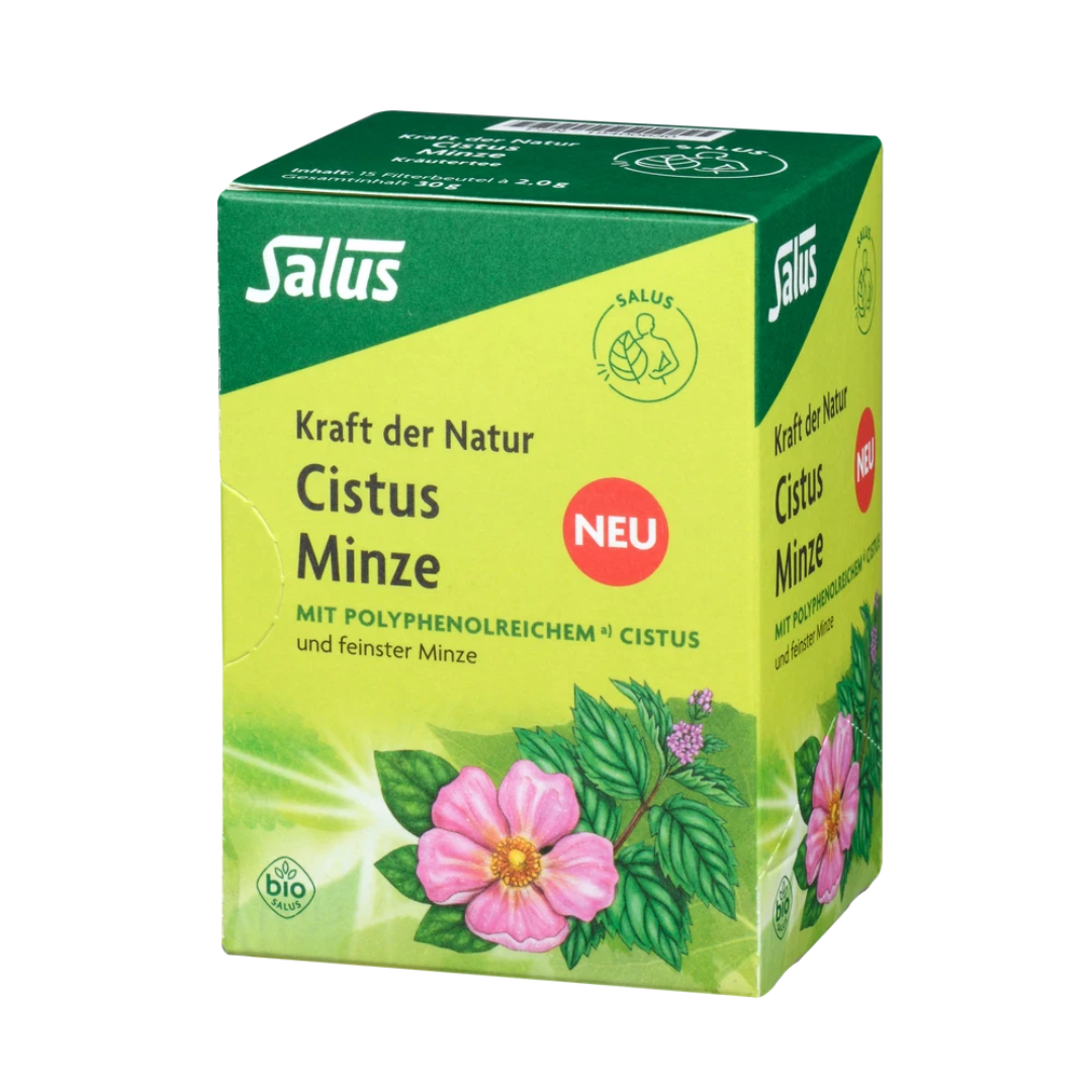 Salus Cistus Minze Tee Bio 15 Filterbeutel – polyphenolreicher Kräutertee mit Cistus und aromatischer Minze
