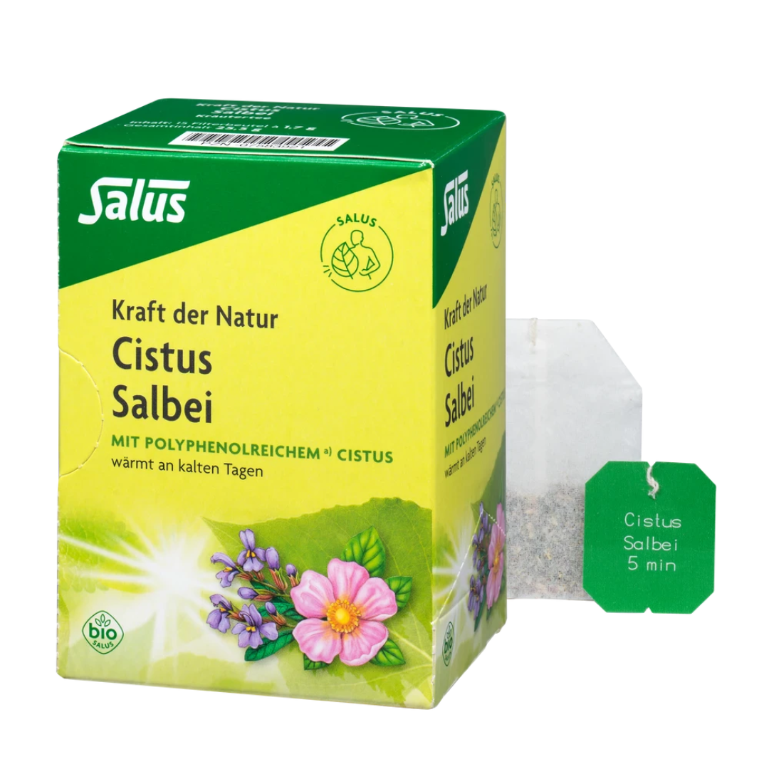 Salus Cistus Salbei Tee Bio – Packung mit Filterbeutel, Kräutertee mit Cistus und Salbei