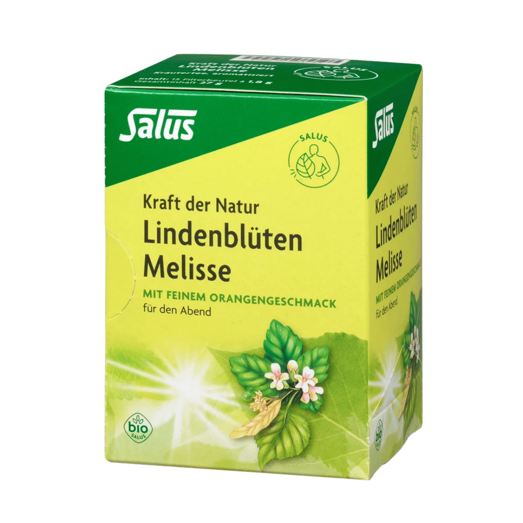 Salus Lindenblüten Melisse Tee – Bio-Kräutertee mit Orangenaroma, Packung mit 15 Filterbeuteln