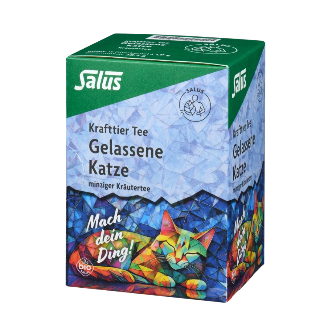 Salus Krafttier Tee Gelassene Katze – Bio-Kräutertee mit Minze in Faltschachtel