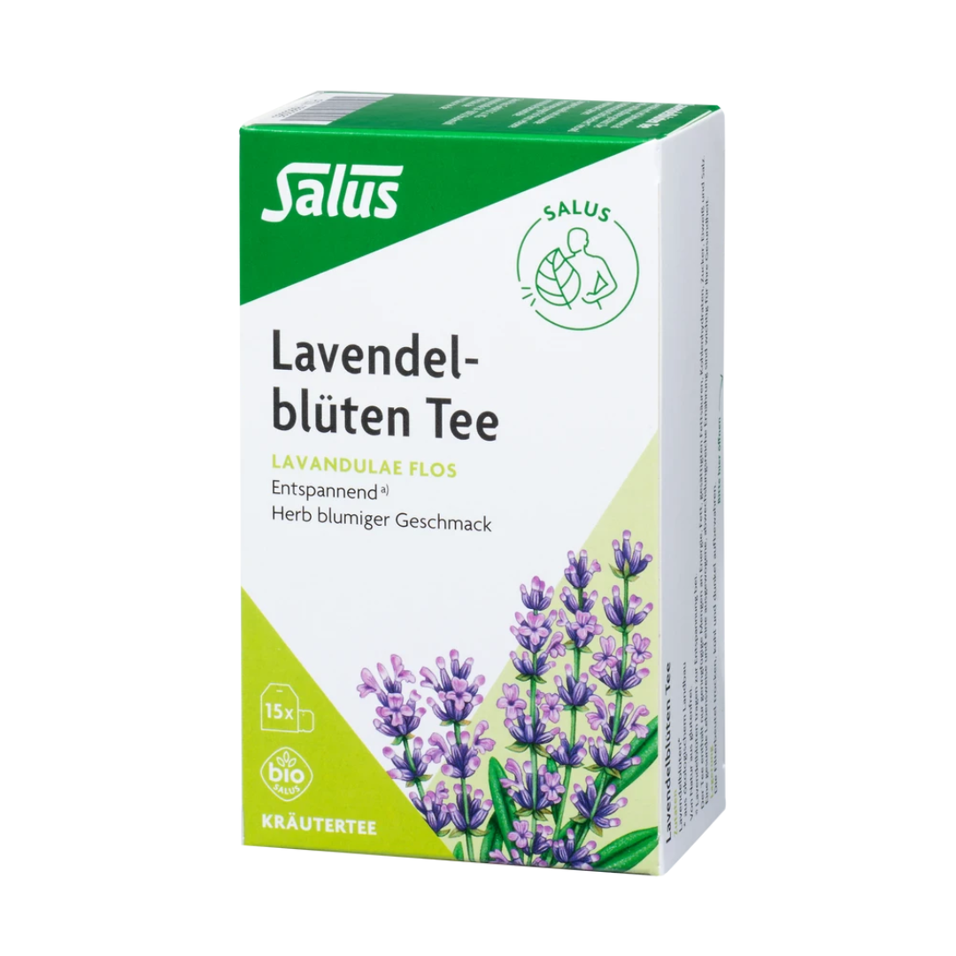 Salus Lavendelblüten Tee Bio, 15 Filterbeutel Packung mit Lavendelblüten, entspannender Kräutertee