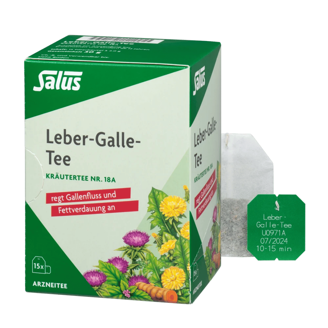 Salus Leber-Galle-Tee Nr. 18A, 15 Filterbeutel Packung mit Kräutertee und einzelnem Teebeutel