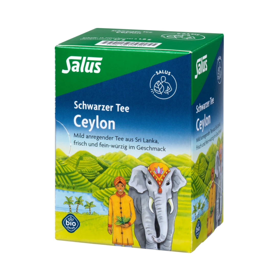 Salus Schwarzer Tee Ceylon Bio 15 Filterbeutel – milder, fein-würziger Schwarztee aus Sri Lanka