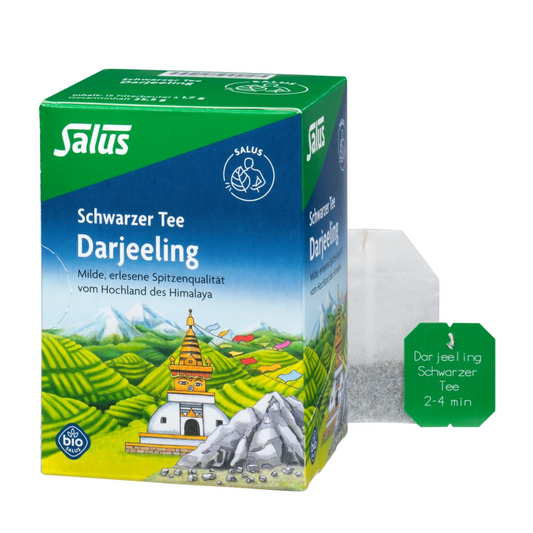 Salus Schwarzer Tee Darjeeling – Bio-Verpackung mit einzelnem Teebeutel, 15 Filterbeutel