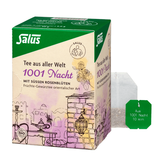 Salus 1001 Nacht orientalischer Bio-Tee Komplettset - Teebox mit Teebeutel und grünem Etikett, 10 min Ziehzeit