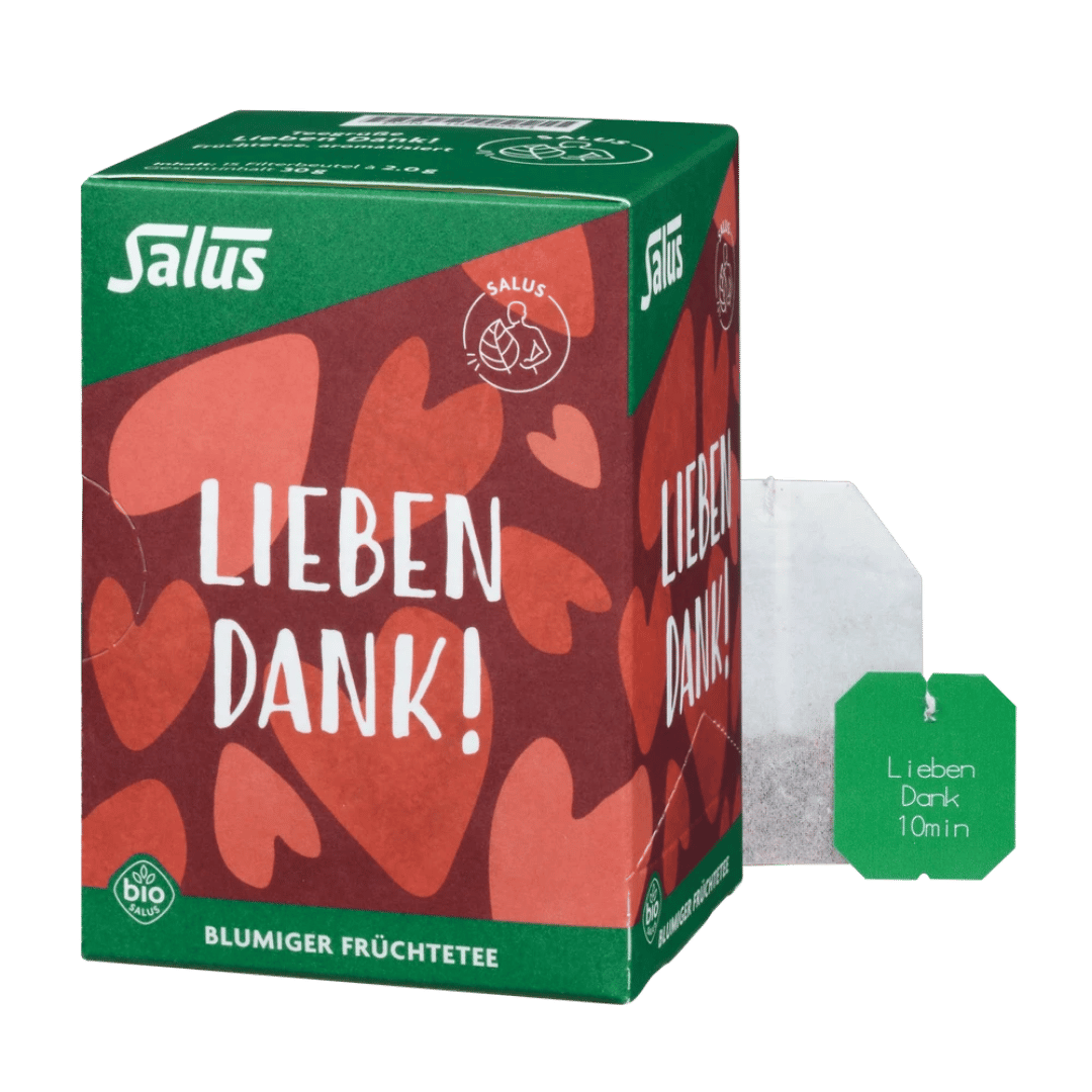 Salus Lieben Dank Früchtetee – Bio-Teeverpackung mit Teebeutel, 15er Packung