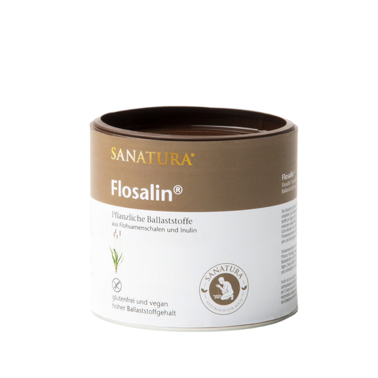 Sanatura Flosalin 250 g – hochwertige pflanzliche Ballaststoffquelle aus Flohsamenschalen und Inulin in wiederverschließbarer Dose, vegan, glutenfrei