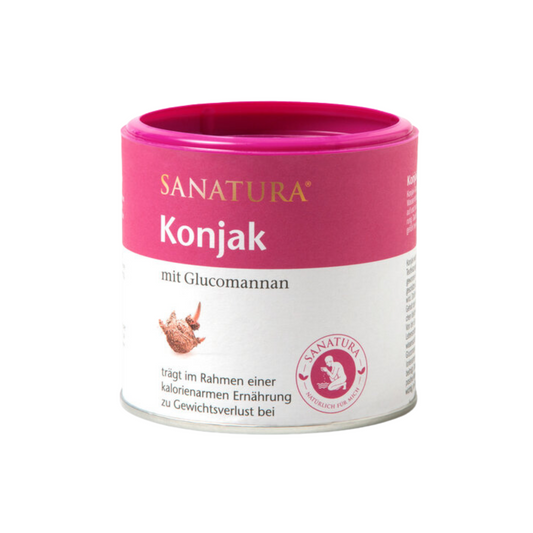 Sanatura Konjak mit Glucomannan – 130 g Dose, ballaststoffreiches Nahrungsergänzungsmittel zur Unterstützung bei kalorienarmer Ernährung