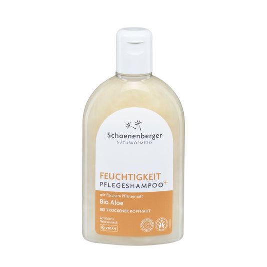 Schoenenberger Naturkosmetik Feuchtigkeit Pflegeshampoo Bio Aloe für trockene Kopfhaut, veganes zertifiziertes Naturkosmetik-Shampoo in Flasche
