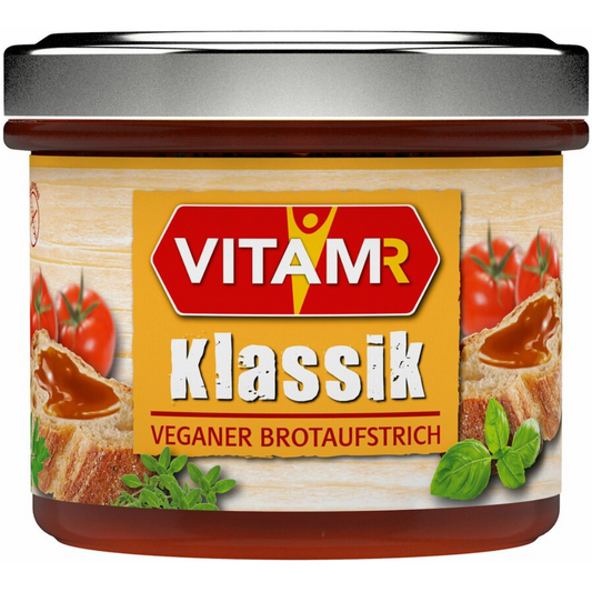 VITAM-R Klassik Hefeextrakt veganer Brotaufstrich 125 g Glas Vorderansicht