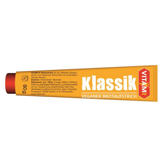 VITAM-R Klassik Hefeextrakt veganer Brotaufstrich 80 g Tube Vorderansicht

