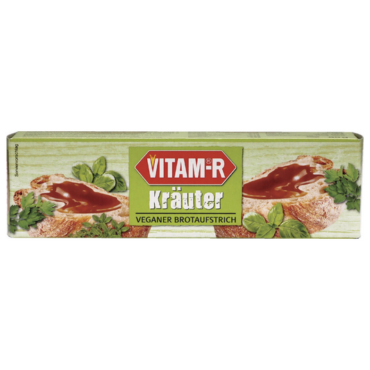 VITAM-R Kräuter veganer Brotaufstrich 80g – würziger Hefeextrakt-Aufstrich mit Kräutern in praktischer 80g-Packung.