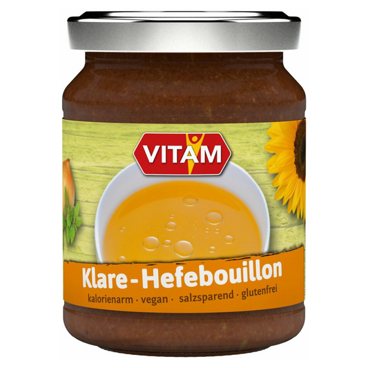 VITAM Klare Hefebouillon 175 g Glas – vegane Bio-Bouillon, kalorienarm, salzsparend und glutenfrei