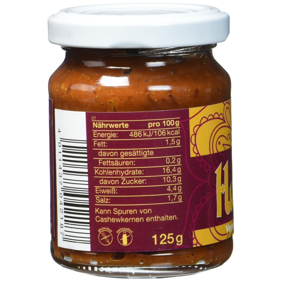 Nährwertangaben des VITAM Bio Rote Bohnen Hummus – veganer Brotaufstrich im 125 g Glas mit Kidneybohnen und leichter Salsa-Schärfe