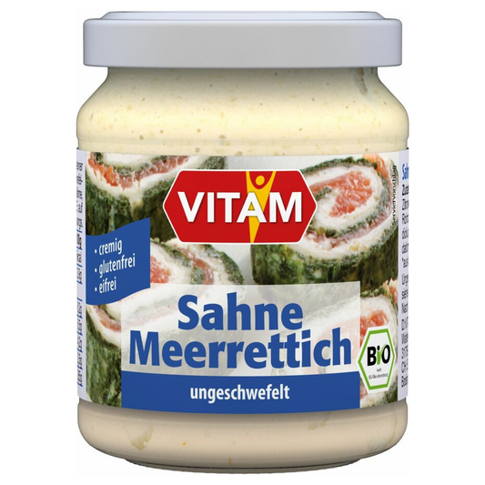 VITAM Sahne Meerrettich 115 g – cremiger Bio-Meerrettich im Glas, ungeschwefelt