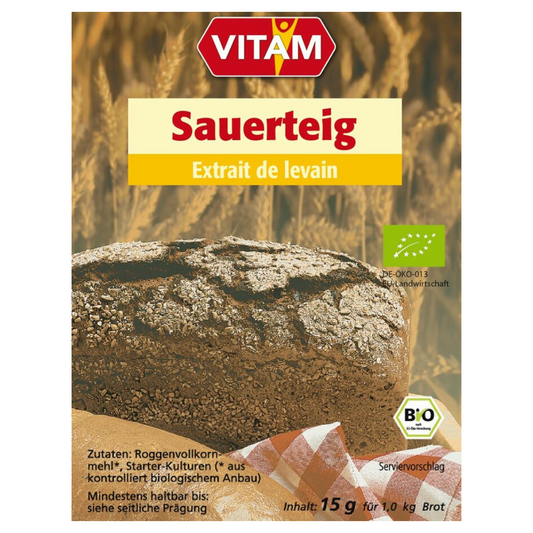 VITAM Sauerteig-Extrakt 15 g – Bio-Roggenvollkorn-Sauerteig zum Brotbacken