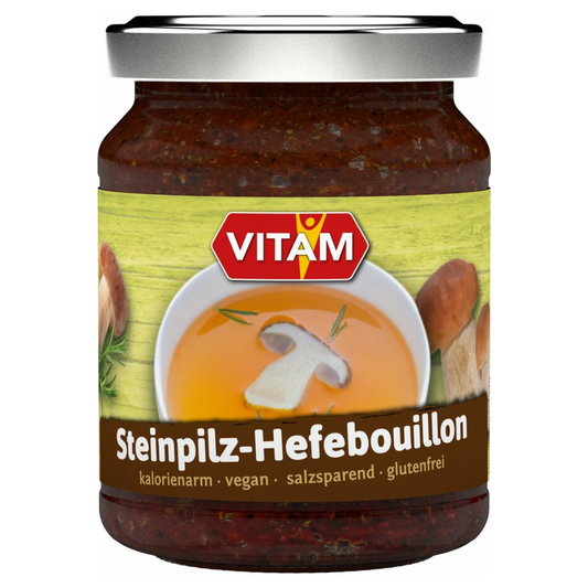 VITAM Steinpilz-Hefebouillon 150 g – vegane Bio-Brühe mit aromatischen Steinpilzen, kalorienarm, glutenfrei und salzsparend